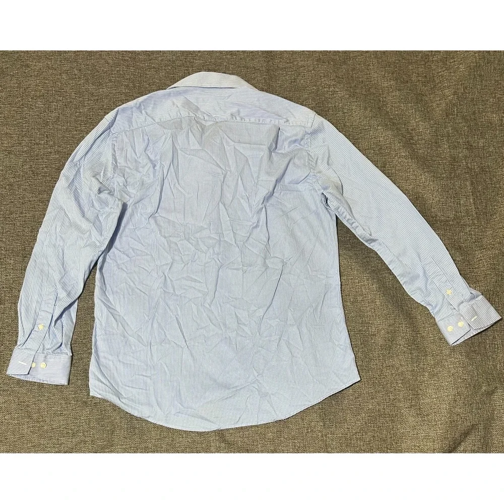 Ben Sherman Slim Fit Men's 16 32-33 Light Blue Striped Long‎ Sleeve Shirt